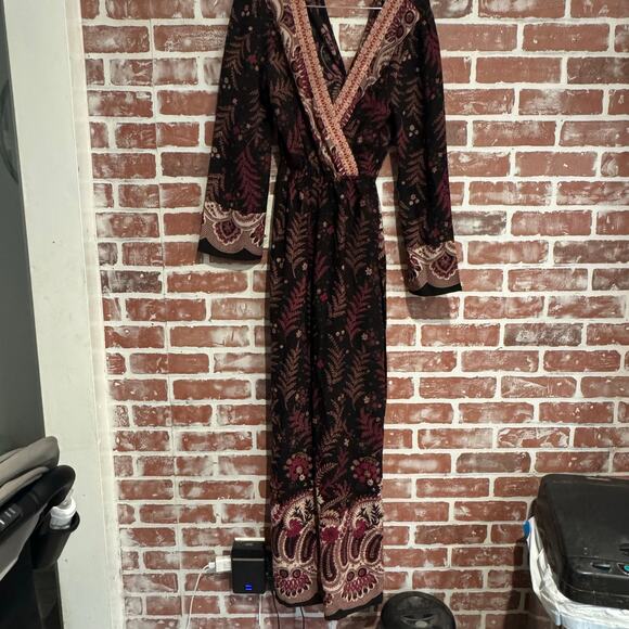 One September Anthropologie Breezeway Embroidered Jumpsuit Purple XXS – Read - Picture 1 of 12